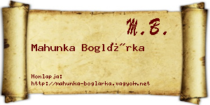 Mahunka Boglárka névjegykártya